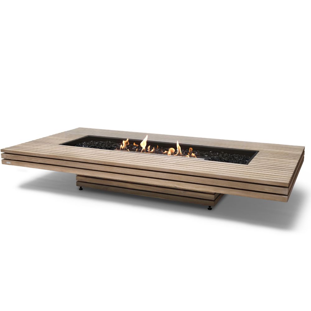 Gin 90 Low Ethanol Fire Pit Table Teak Black Burner