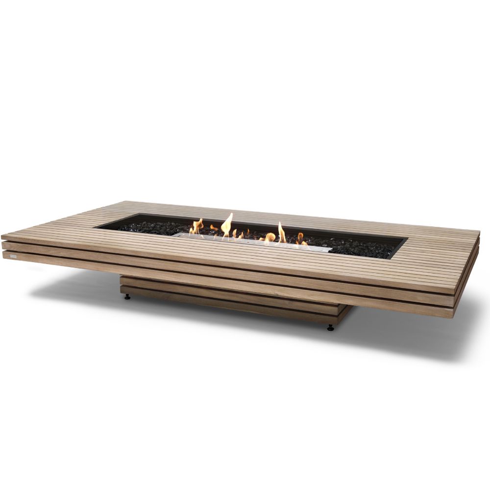 Gin 90 Low Ethanol Fire Pit Table Teak Stainless Steel Burner