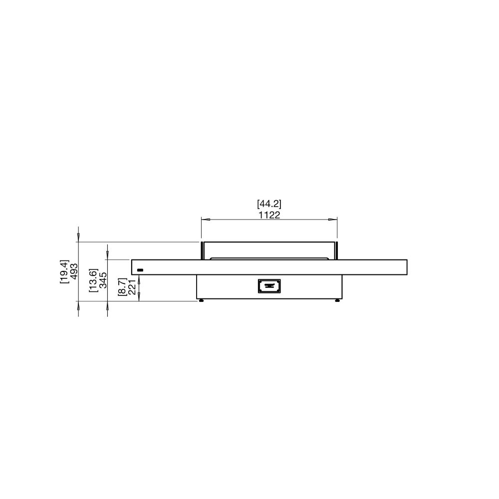 Gin 90 Low Ethanol Fire Pit Table Technical Drawing Front View