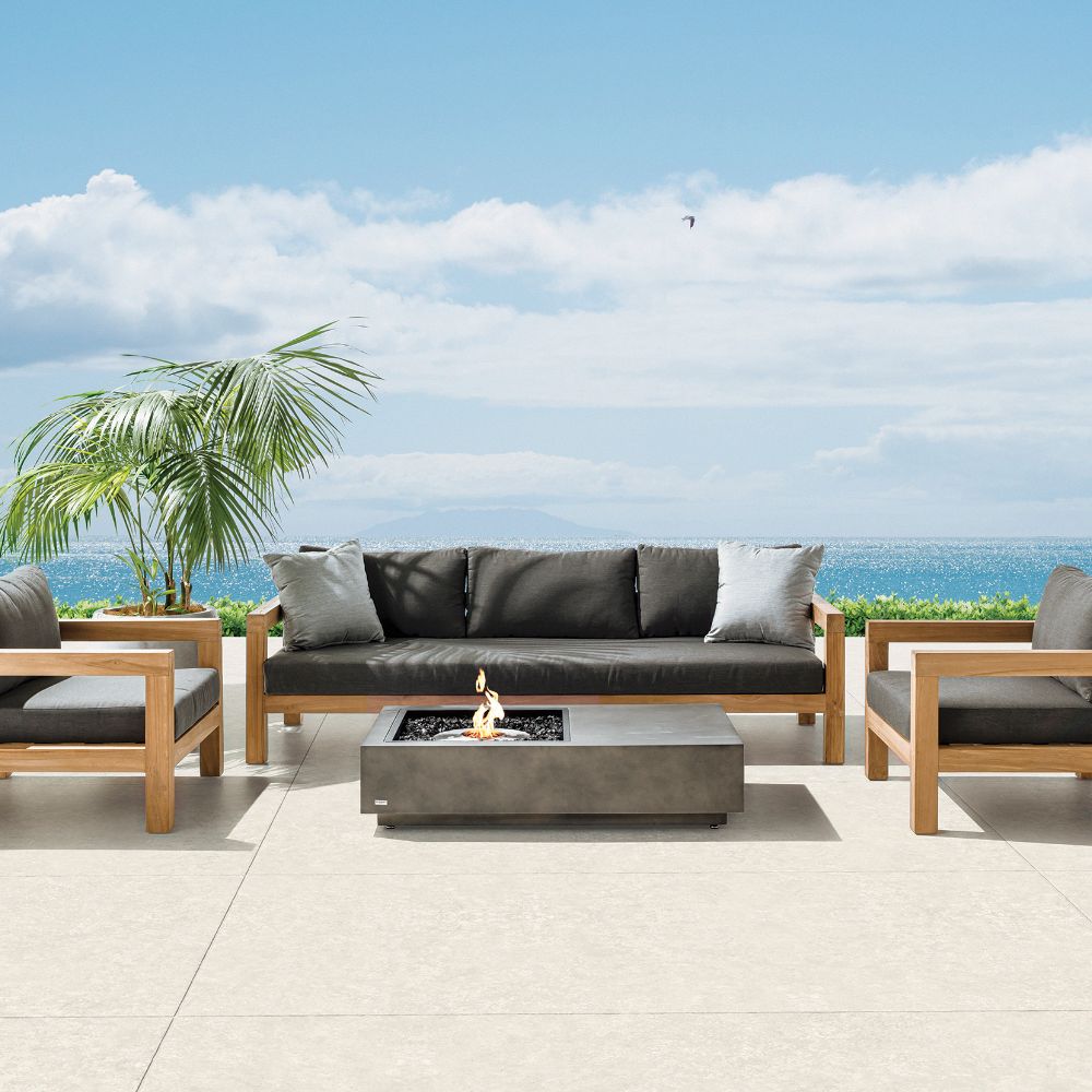 Manhattan 50 Ethanol Fire Pit Table Natural Ocean View Lounge