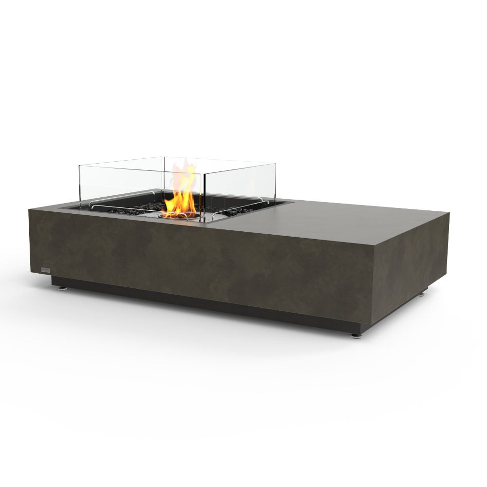 Manhattan 50 Ethanol Fire Pit Table Natural Stainless Steel Burner Screen