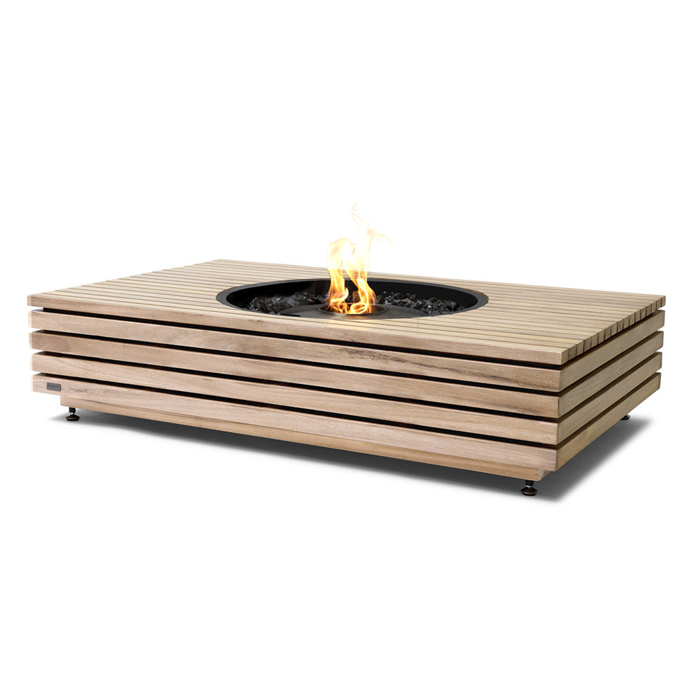 Martini 50 Ethanol Fire Pit Table Teak Black Burner