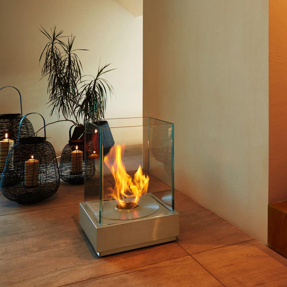 Mini T Ethanol Fireplace Inside Floor Tiles