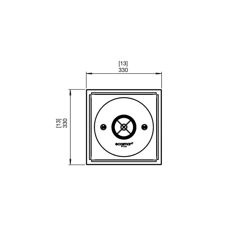 Mini T Ethanol Fireplace Technical Drawing Plan View