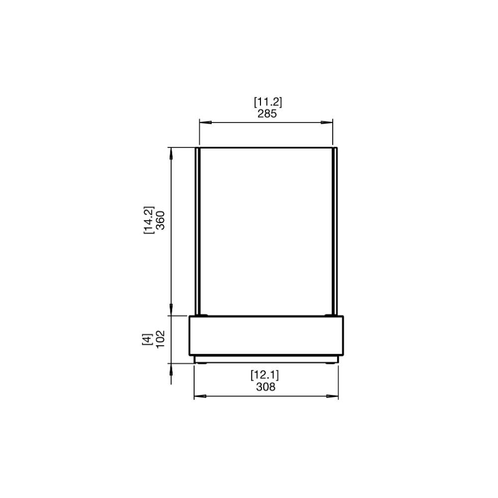 Mini T Ethanol Fireplace Technical Drawing Side View