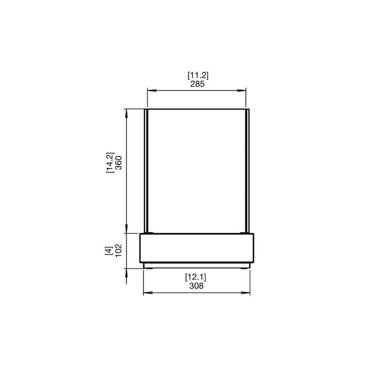 Mini T Ethanol Fireplace Technical Drawing Side View