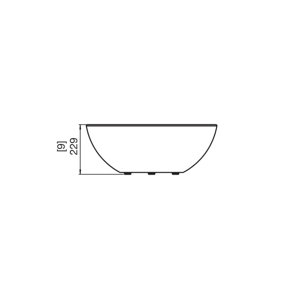 Mix 600 Ethanol Fire Pit Bowl Technical Drawing Front View