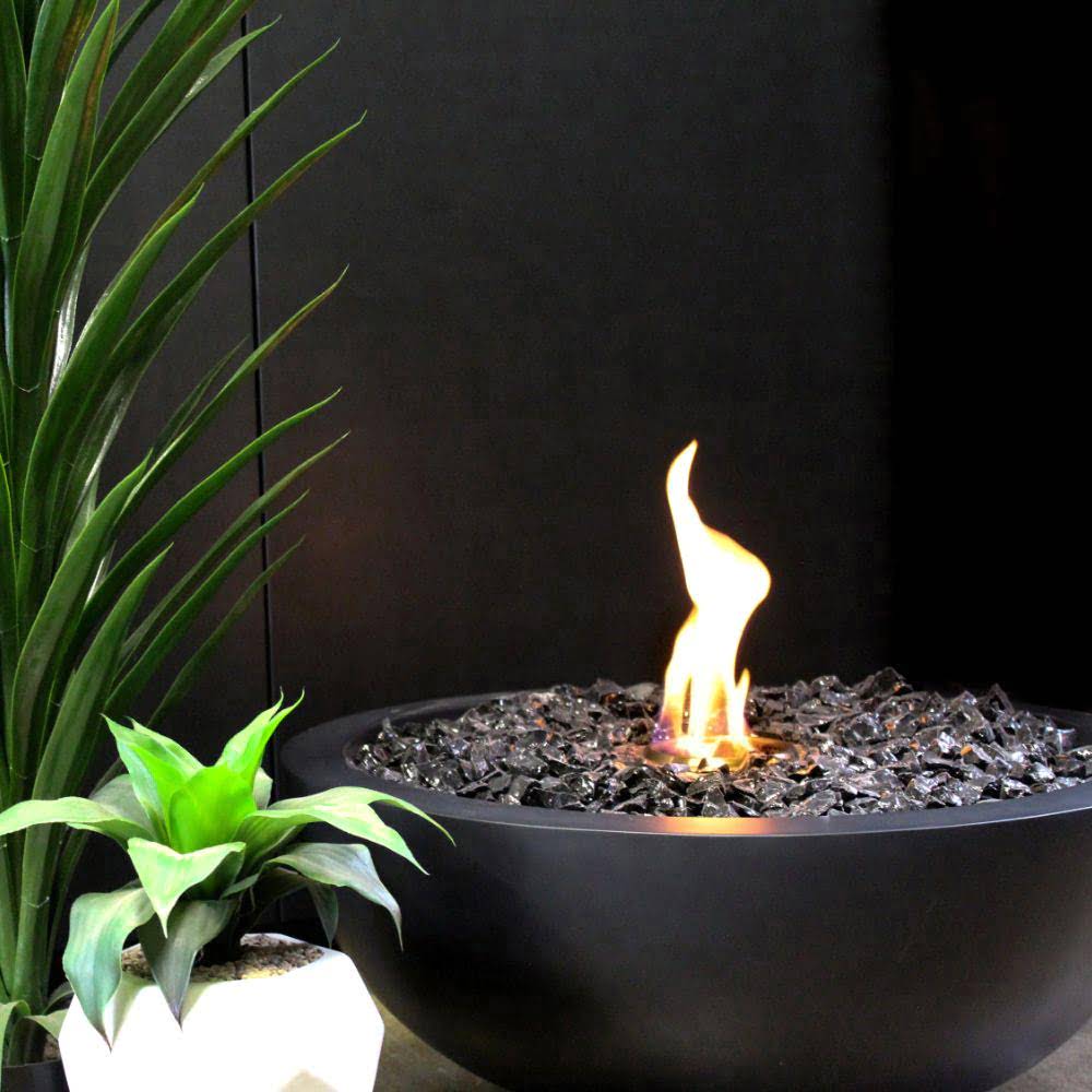 Mix 850 Ethanol Fire Pit Bowl Graphite Flame Close Up