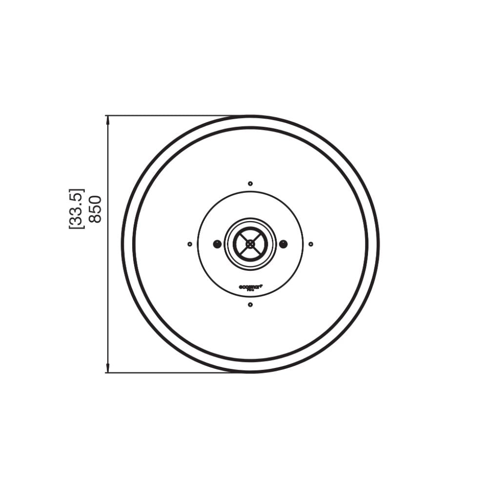 Mix 850 Ethanol Fire Pit Bowl Technical Drawing Plan View