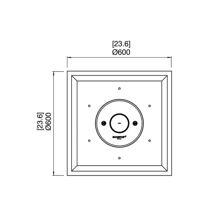 Nova 600 Ethanol Fire Pit Technical Drawing Plan View