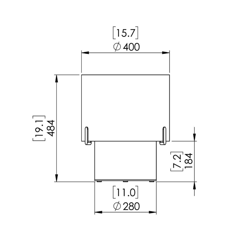 Pillar 3L Low Ethanol Fireplace Technical Drawing Front View