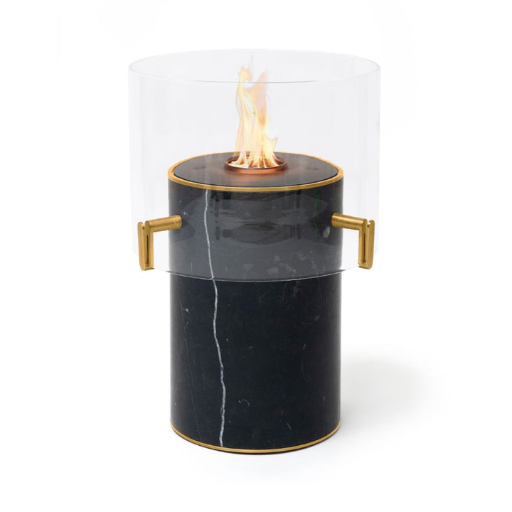 Pillar 3T Tall Ethanol Fireplace Black Marble Black Burner