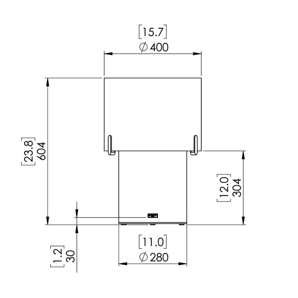 Pillar 3T Tall Ethanol Fireplace Technical Drawing Plan View