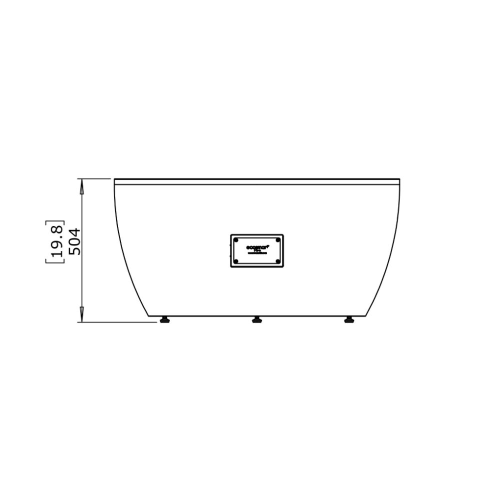 Pod 40 Ethanol Fire Pit Table Technical Drawing Front View