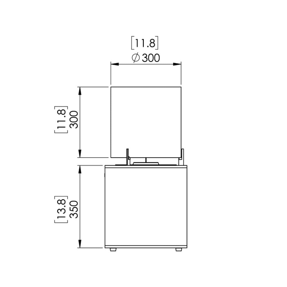 Pop 3L Low Ethanol Fireplace Technical Drawing Side View