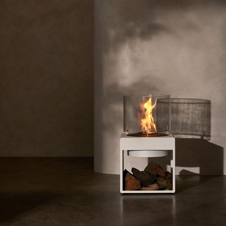 Pop 3L Low Ethanol Fireplace White Wood Studio