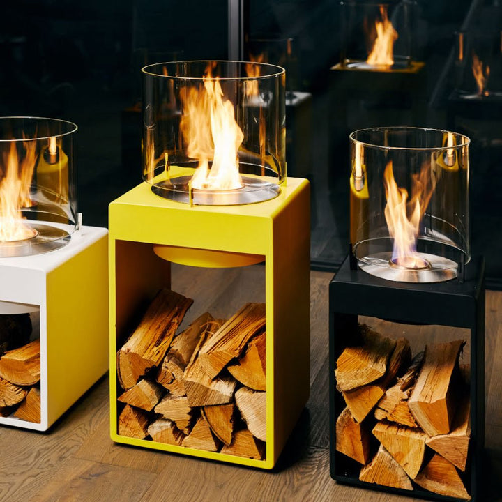 Pop 3T Tall Ethanol Fireplace Black Wood