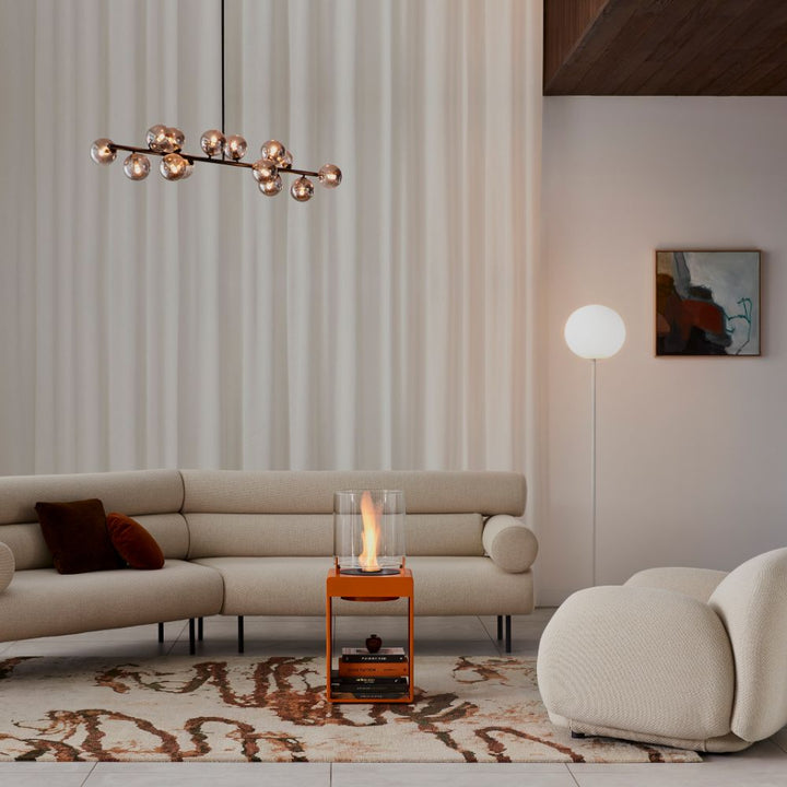 Pop 3T Tall Ethanol Fireplace Orange Living Room