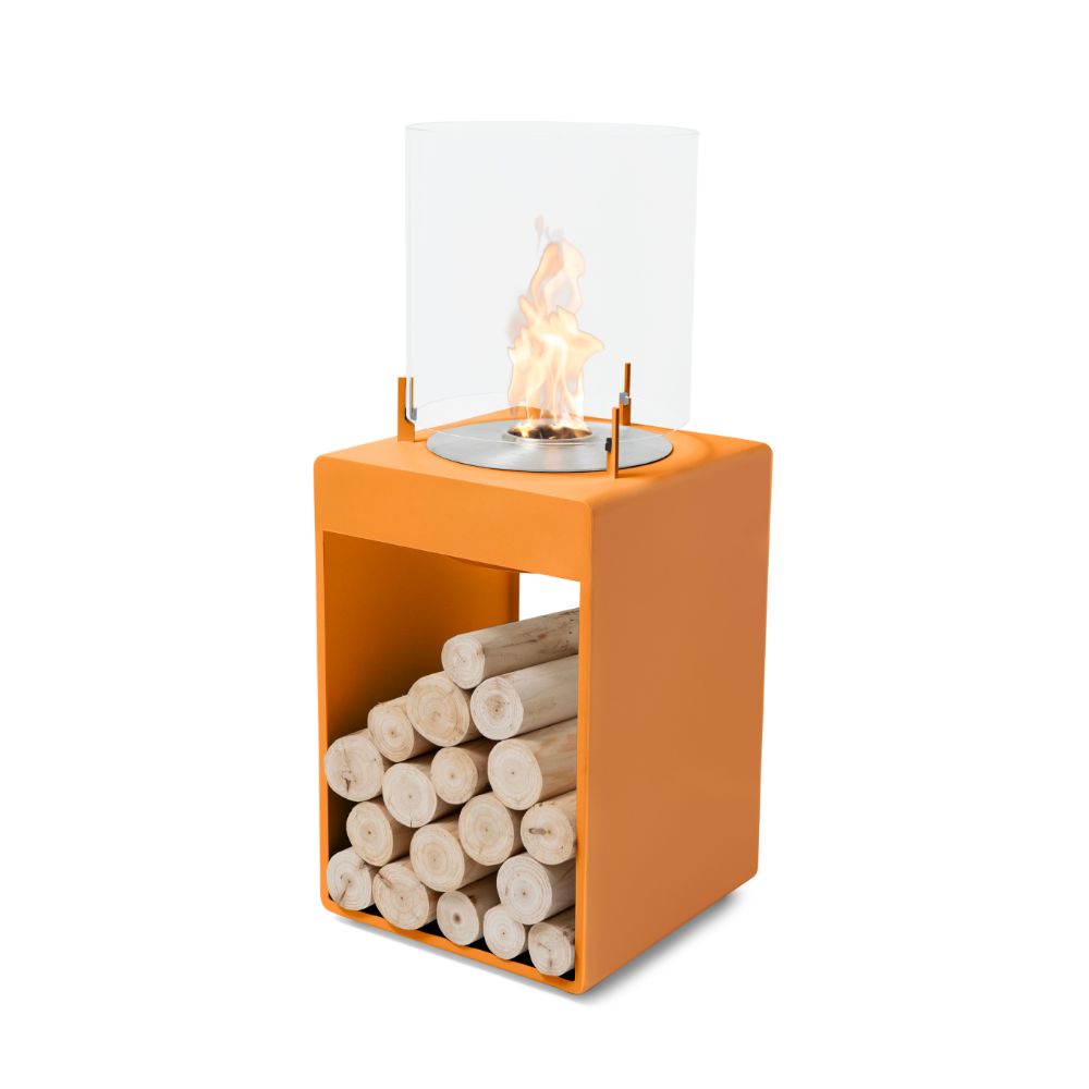 Pop 3T Tall Ethanol Fireplace Orange Stainless Steel Burner