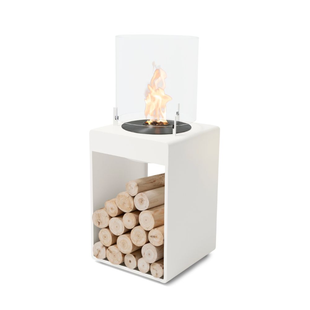 Pop 3T Tall Ethanol Fireplace White Black Burner