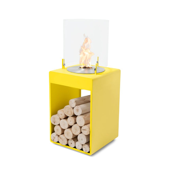 Pop 3T Tall Ethanol Fireplace Yellow Stainless Steel Burner