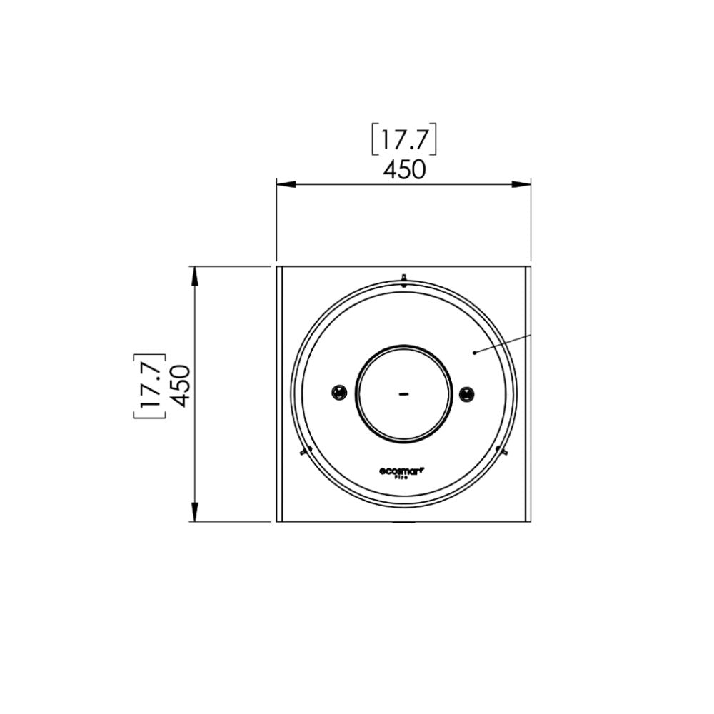 Pop 8L Low Ethanol Fireplace Technical Drawing Plan View