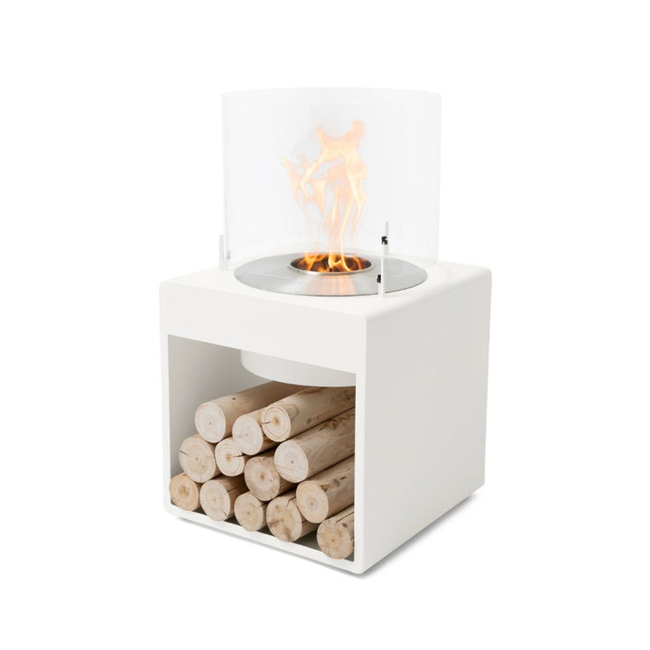 Pop 8L Low Ethanol Fireplace White Stainless Steel Burner