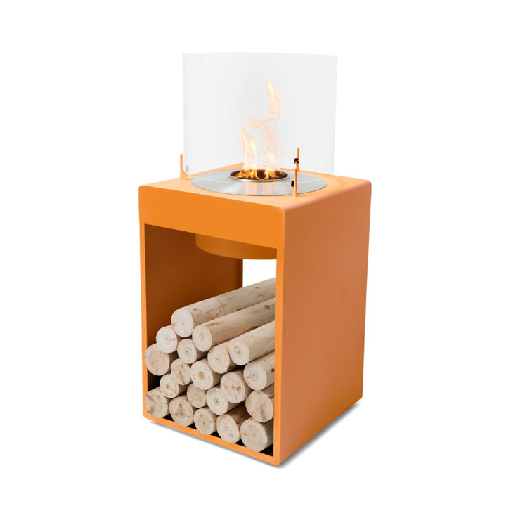 Pop 8T Tall Ethanol Fireplace Orange Stainless Steel Burner