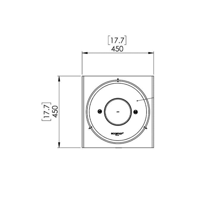 Pop 8T Tall Ethanol Fireplace Technical Drawing Plan View