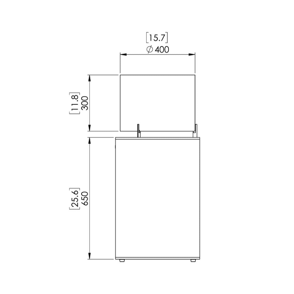 Pop 8T Tall Ethanol Fireplace Technical Drawing Side View