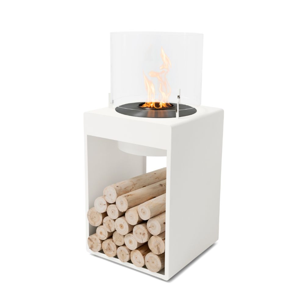 Pop 8T Tall Ethanol Fireplace White Black Burner