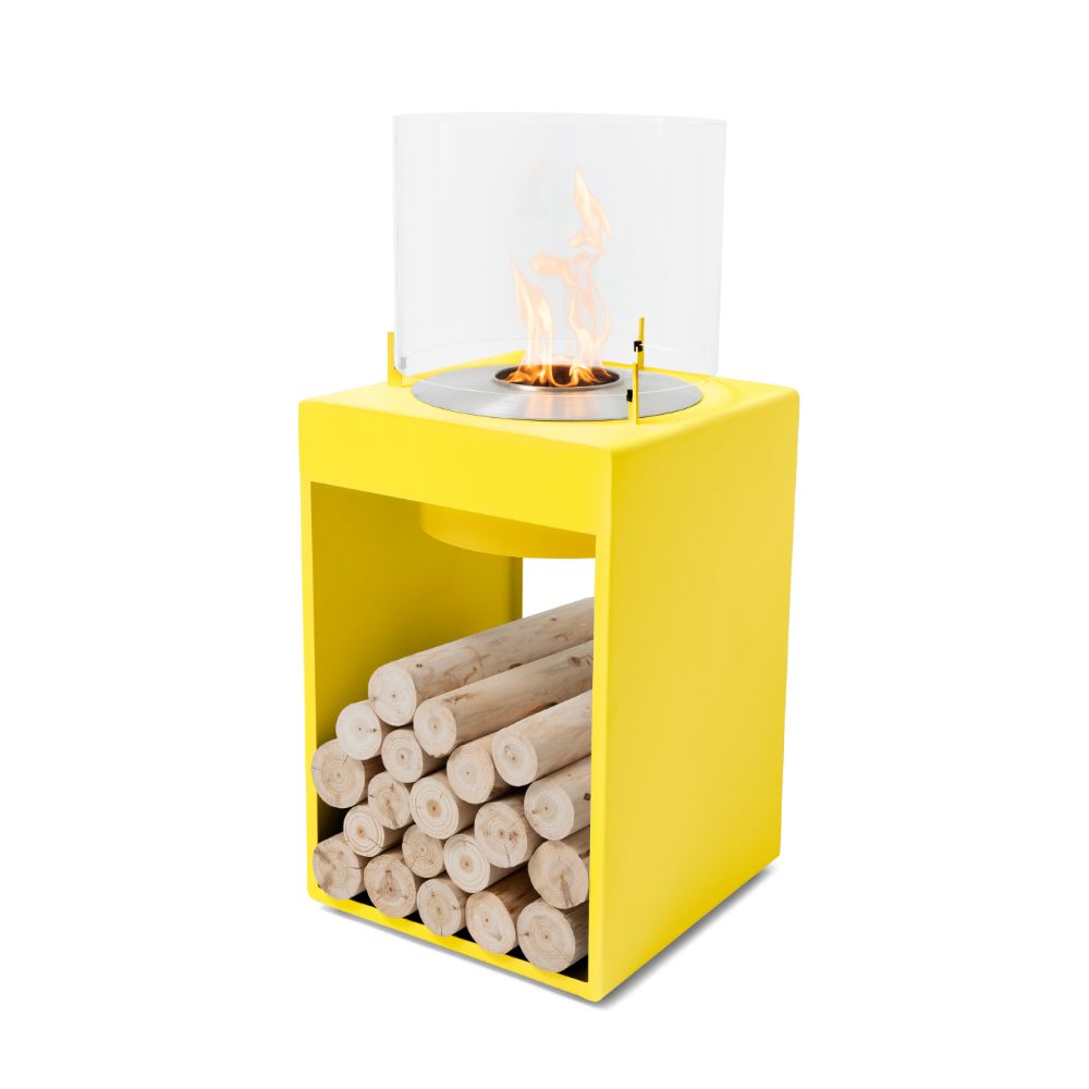 Pop 8T Tall Ethanol Fireplace Yellow Stainless Steel Burner