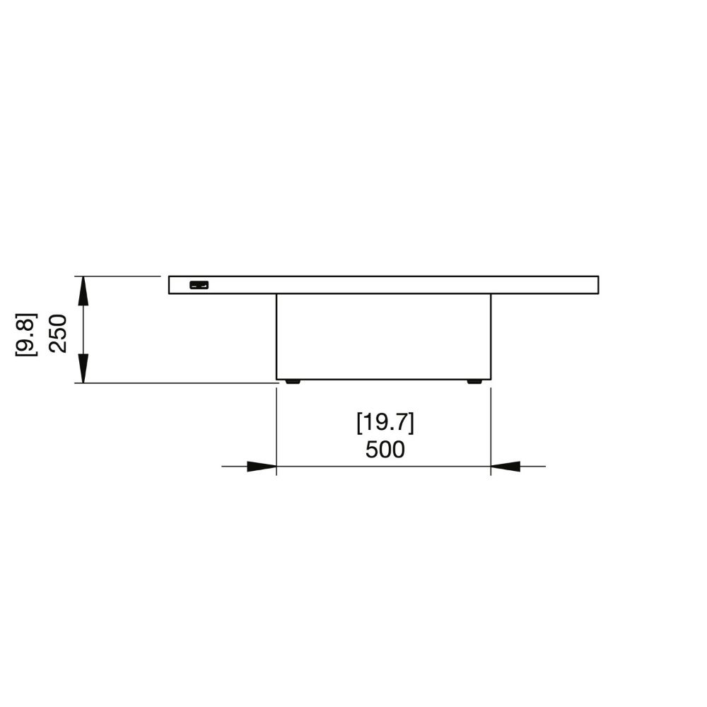 Vertigo 50 Ethanol Fire Pit Table Technical Drawing Front View