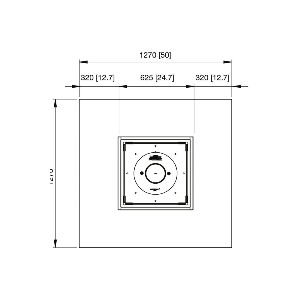 Vertigo 50 Ethanol Fire Pit Table Technical Drawing Plan View