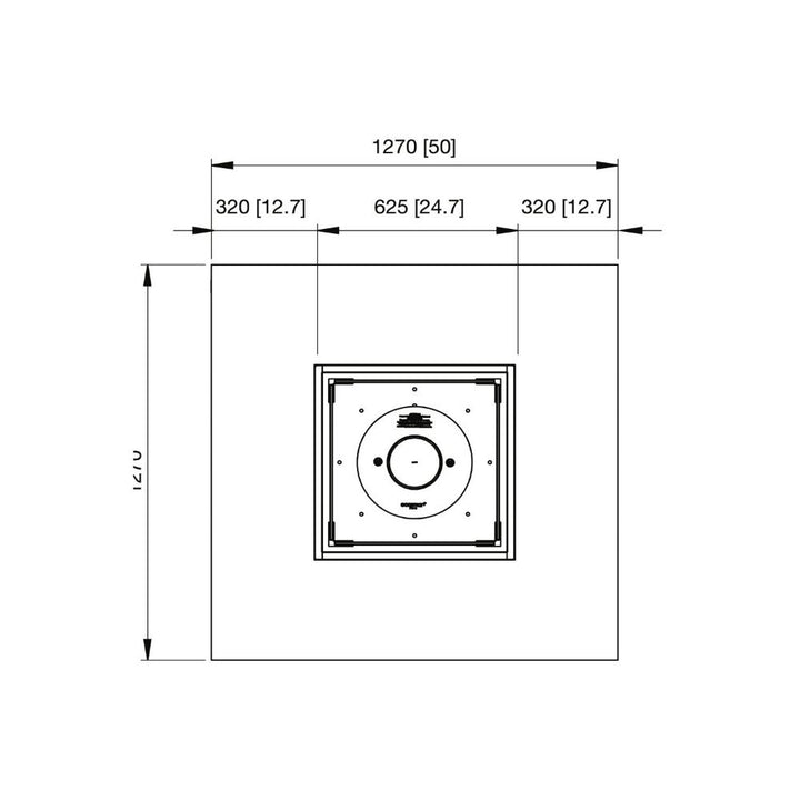 Vertigo 50 Ethanol Fire Pit Table Technical Drawing Plan View