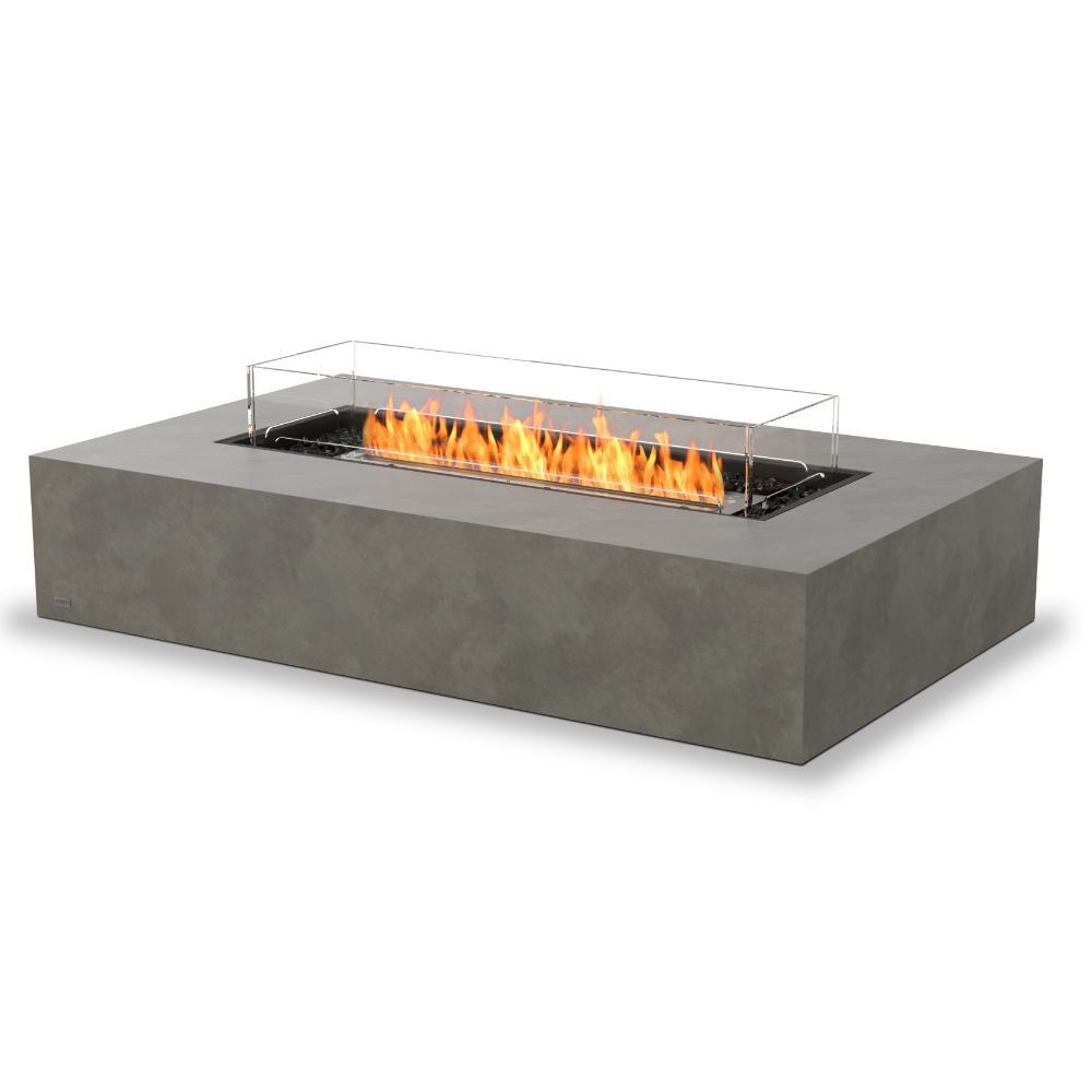 Wharf 65 Ethanol Fire Pit Table Natural Stainless Steel Burner Screen