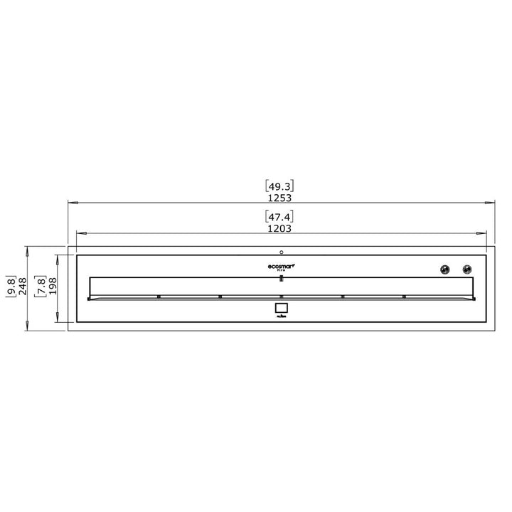 XL1200 Ethanol Burner Insert Technical Drawing Plan View