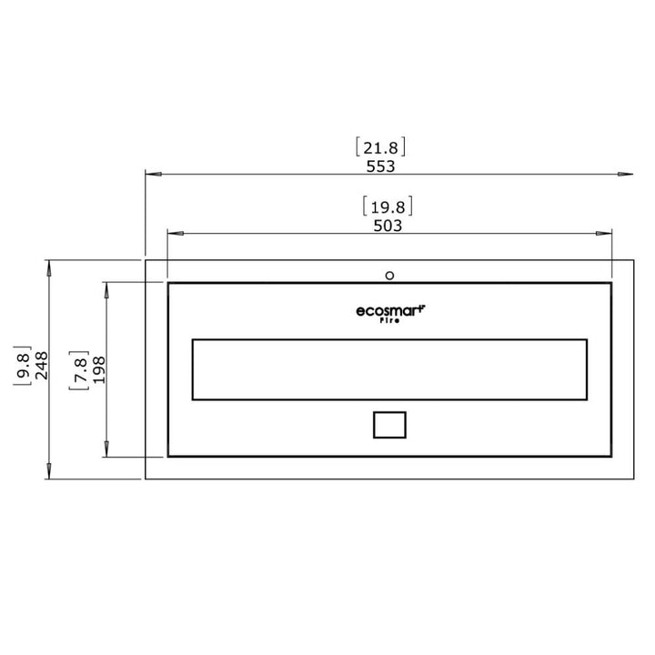 XL500 Ethanol Burner Insert Technical Drawing Plan View