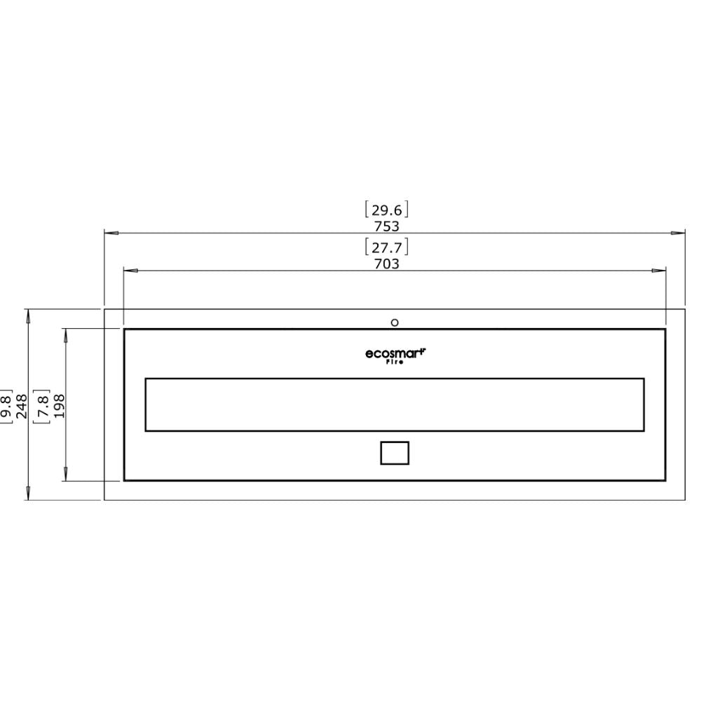 XL700 Ethanol Burner Insert Technical Drawing Plan View