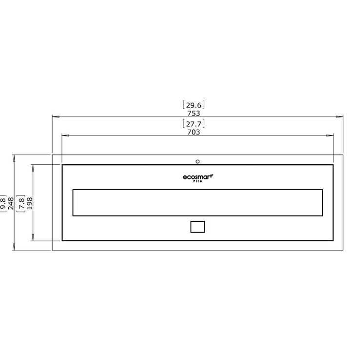 XL700 Ethanol Burner Insert Technical Drawing Plan View