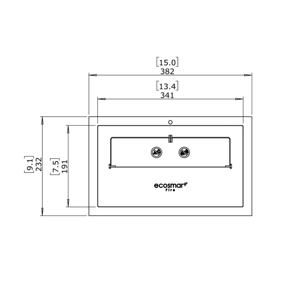 XS340 Ethanol Burner Insert Technical Drawing Plan View