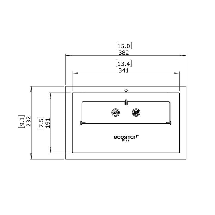 XS340 Ethanol Burner Insert Technical Drawing Plan View