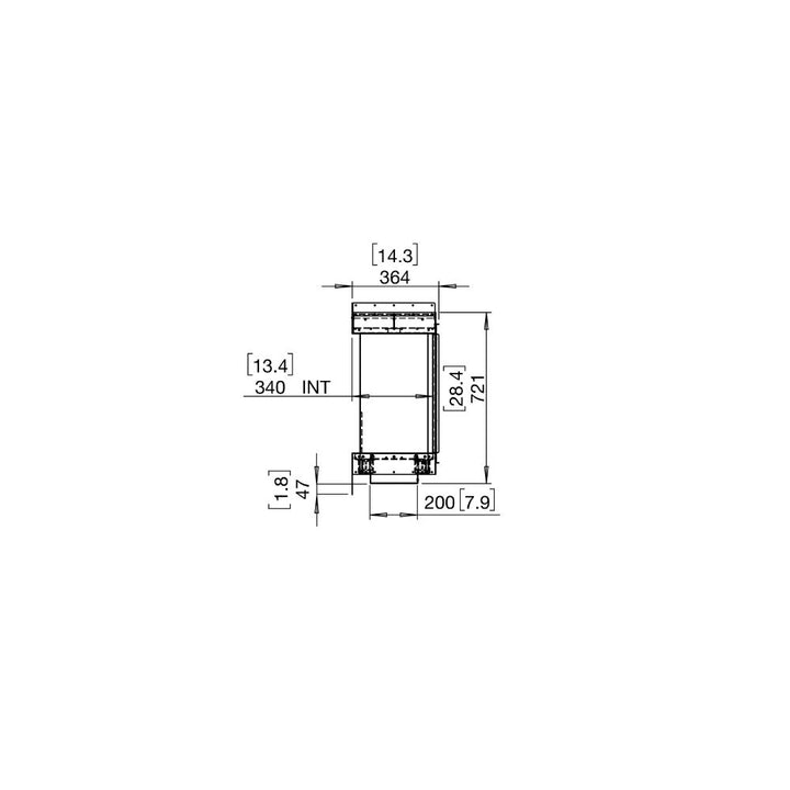 flex 104by ethanol bay fireplace insert technical drawing side