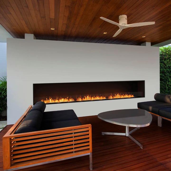 flex 104ss single sided ethanol fireplace insert outside timber deck teak furniture