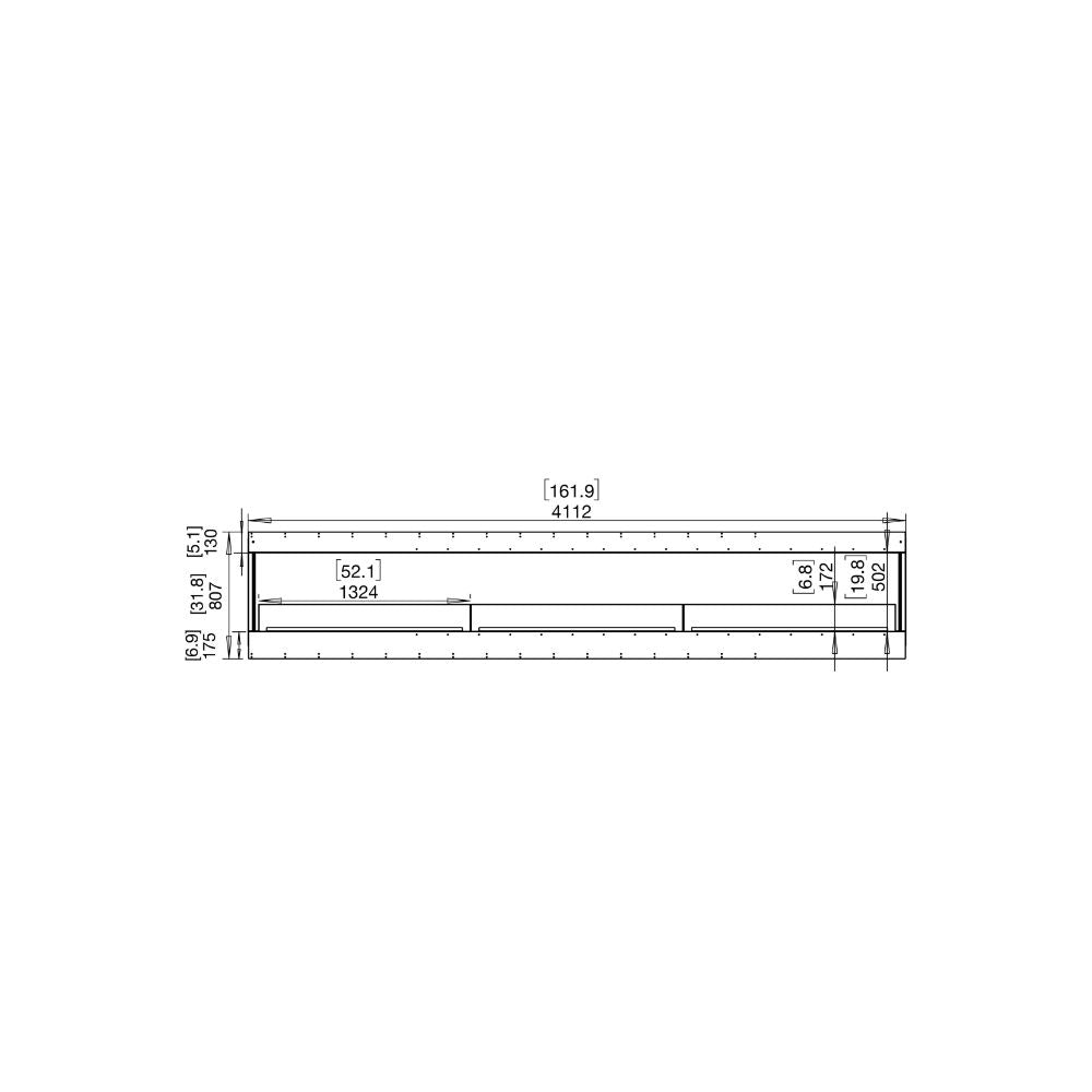 flex 158by ethanol bay fireplace insert technical drawing front