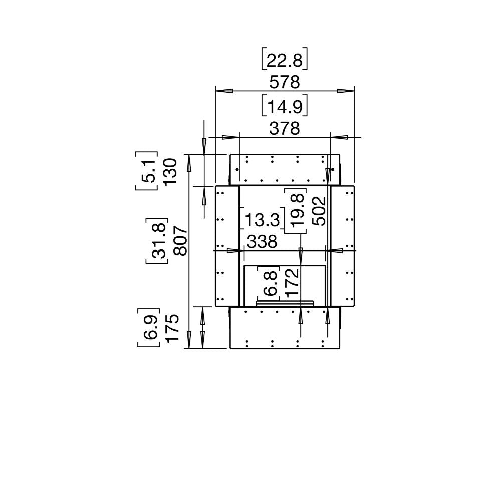 Flex 18DB Technical drawing or blueprint with dimensions labeled