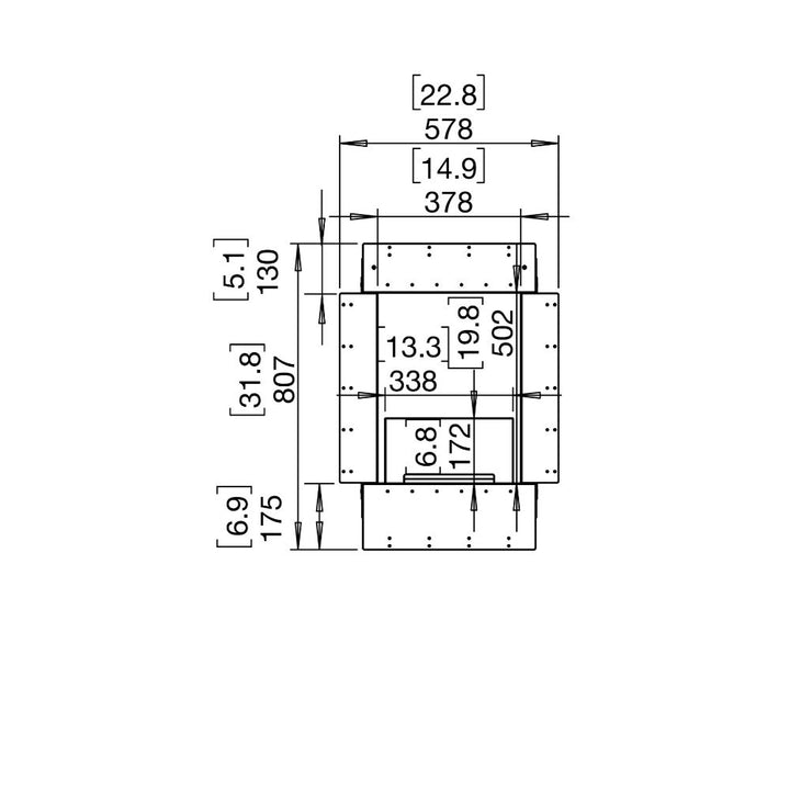 Flex 18DB Technical drawing or blueprint with dimensions labeled
