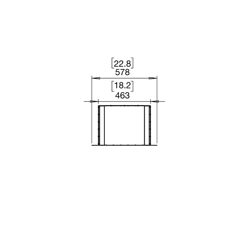 Flex 18DB Technical drawing of a rectangular object with dimensions