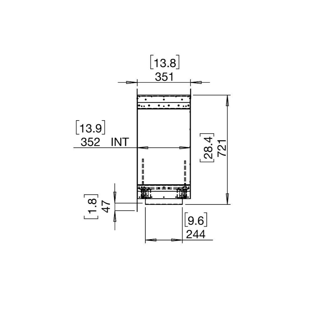 Flex 18DB Technical drawing or blueprint with dimensions labeled on a white background