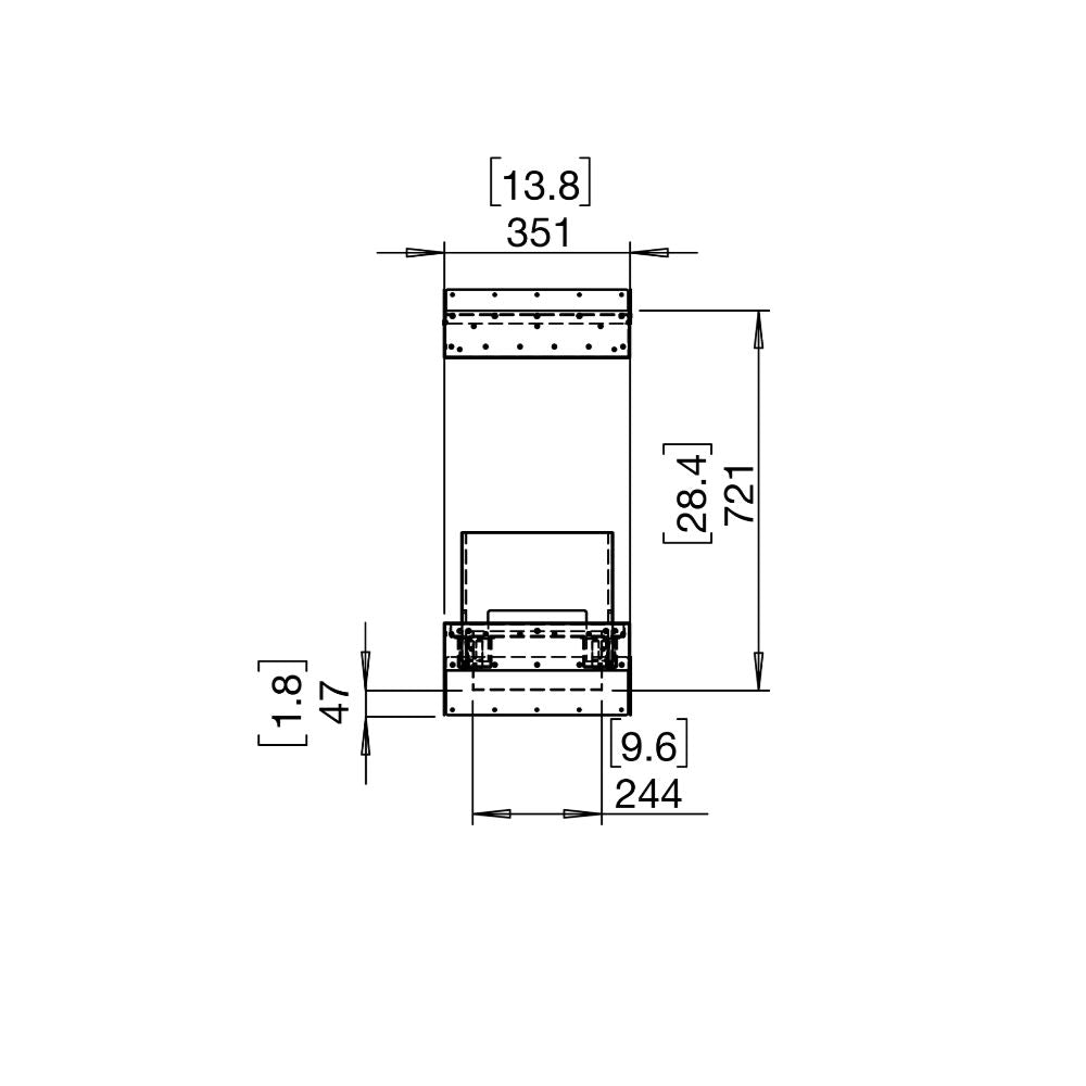 Flex 18IL Technical drawing of a rectangular component with dimensions